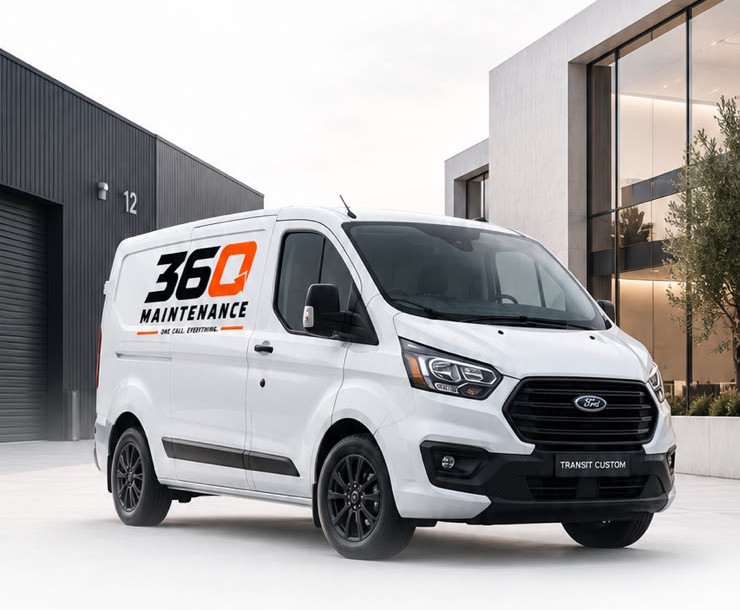White 360 Maintenance van outside a modern property